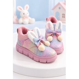 بوت Muggo PIPA شتوي بناتي فرو داخلي بتصميم أذن أرنب وفيونكة - بودرة Muggo PIPA Girls' Winter Boots with Rabbit Ears, Bow, and Faux Fur Lining - Powder Pink