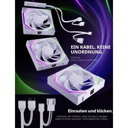 طقم مراوح آسيا هورس NYOTA PRO ARGB عدد 3 قياس 120 ملم بتصميم أمامي – أبيض AsiaHorse NYOTA PRO 120mm ARGB Forward Fan 3-Pack – White