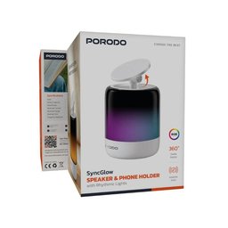 حامل جوال للسيارة 2 في 1 مع مكبر صوت لاسلكي وإضاءة ريثمك من بورودو Porodo 2-in-1 SyncGlow Speaker & Car Phone Holder with Rhythmic Lights