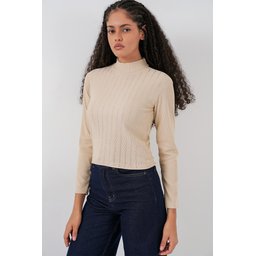 بودي نسائي 922 مزين بالأحجار - لون بسكويت 922 Embellished Bodysuit - Biscuit Color