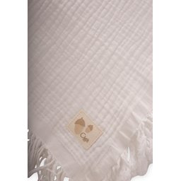 بطانية موسلين عضوية بأربع طبقات مع شراشيب 80x120 سم - لون إكرو Four-Layer Tasseled Organic Muslin Blanket 80x120 cm - Ecru
