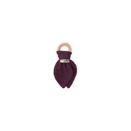 عضاضة أسنان من قماش الموسلين والخشب الطبيعي - لون بنفسجي MÜRDÜM Muslin Fabric and Natural Wood Teether - MÜRDÜM Plum