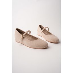 حذاء باليه نسائي Muggo BERNY بكعب مخفي وحزام واحد - بيج Muggo BERNY Women's Hidden Heel Single Strap Ballet Flats - Beige