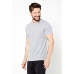 تي شيرت رجالي قطن 100% بقصة عادية وياقة دائرية - رمادي Men's 100% Cotton Regular Fit Crew Neck Basic T-Shirt - Grey
