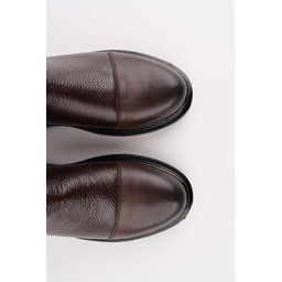 حذاء تشيلسي رجالي شتوي MUGGO DRAKO جلد طبيعي بسحاب مزدوج - بني MUGGO DRAKO Men's Genuine Leather Double Zipper Winter Chelsea Boots - Brown