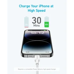 انكر - كيبل 322 Braided C to LTG بطول 1.8 متر - ابيض Anker 322 USB-C to LTG Braided Cable 6ft White
