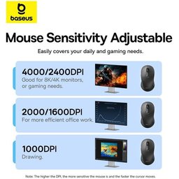 ماوس لاسلكي مريح بيسوس F02 بدقة 4000 DPI وقابل للتعديل Baseus F02 Ergonomic 4000 DPI Wireless Mouse (2.4GHz & Bluetooth)