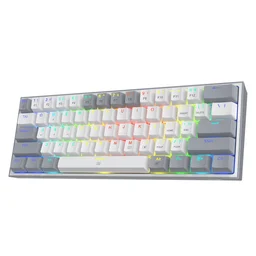 كيبورد ريد دراغون فيز K617 أبيض ورمادي Redragon FIZZ K617 60% RGB Mechanical Gaming Keyboard – White & Grey