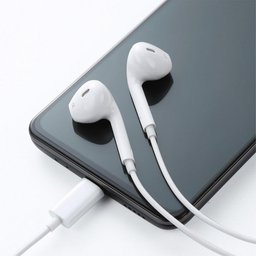 كابل MC 2 في 1 LTG إلى DC3.5 AUX + USB 1.2 متر أسود MC Type-C Earplug Earphone White