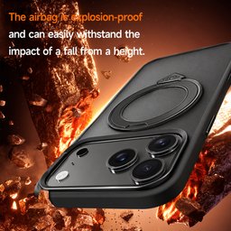 كفر آيفون 18 برو ماكس أكريليك من سيلادا مع ماك سيف ومسند دوّار iPhone 18 Pro Max SULADA Frosted MagSafe 360° Rotating Case