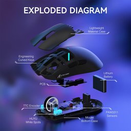 ماوس ألعاب أتاك شارك X11 لاسلكي ثلاثي الاتصال مع قاعدة شحن مغناطيسية وإضاءة RGB ATTACK SHARK X11 Tri-Mode Wireless Gaming Mouse with Magnetic Charging Dock