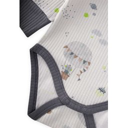 طقم سالوبيت أطفال بنقشة - 0-2 سنة - لون حجري Patterned Baby Bodysuit Set - 0-2 Years - Stone Color