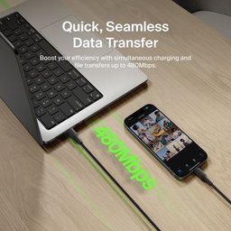 كيبل بيلكين بوست تشارج من USB-C إلى USB-C بقدرة فائقة 240 واط - أسود Belkin BoostCharge USB-C to USB-C Cable 240W – Black
