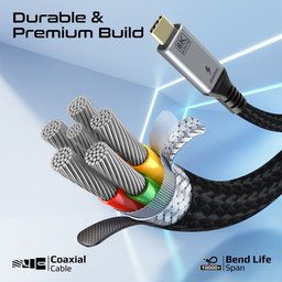 كابل بروميت يو اس بي 4 فائق السرعة 80 جيجابت في الثانية مع دعم طاقة 240 واط - 1.2 متر Promate PowerBolt5-80G High-Speed 80Gbps USB4™ Cable with 240W PD (1.2M)