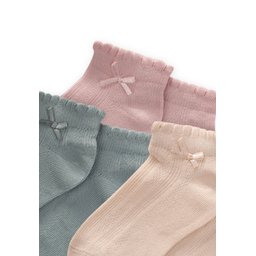 جوارب أطفال ثلاثية بتصميم فيونكة منتفخة - نعناعي، بودرة، رملي (5-12 سنة) Triple Ruffle Bow Ankle Socks for Kids - Mint, Powder, Sand (5-12 Years)