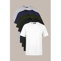 عبوة تي شيرت رجالي 5 قطع قطن 100% بقصة عادية وياقة دائرية - ألوان متعددة Men's Multi-Color 100% Cotton T-Shirt Regular Fit Crew Neck 5-Pack Basic Tees - Haki2