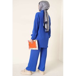 طقم T5858 محبوك للمحجبات قطعتين - أزرق ملكي T5858 Knitted Modest Two-Piece Set - Royal Blue