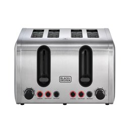 محمصة من بلاك+ديكر ET444-B5 سعة 4 شرائح 2100 واط من الستانلس ستيل Black&Decker ET444-B5 4 SLICE TOASTER 2100W Stainless steel