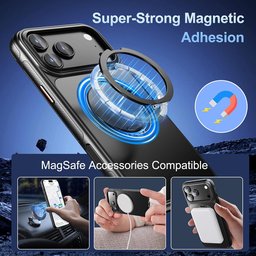 كفر آيفون 18 برو ماكس أكريليك ثلجي مع ماك سيف ومسند دوّار وميزة التحكم بالكاميرا iPhone 18 Pro Max Frosted Acrylic Case with MagSafe 360° Rotating