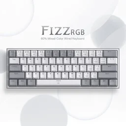 كيبورد ريد دراغون فيز K617 أبيض ورمادي Redragon FIZZ K617 60% RGB Mechanical Gaming Keyboard – White & Grey