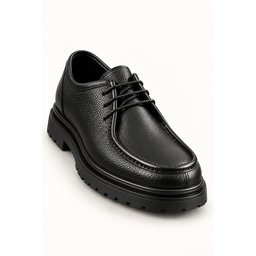حذاء MUGGO WALTON رجالي كاجوال كلاسيكي برباط جلد طبيعي ونعل سميك - أسود Muggo WALTON Men's Genuine Leather Lace-Up Casual Classic Shoes with Chunky Sole - Black