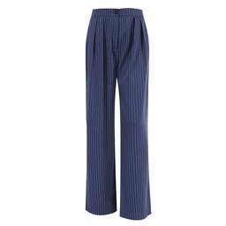 بنطال كحلي مقلم واسع الساق Wide leg pant