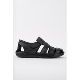 صندل Muggo Edinburg رجالي جلدي مريح طبي يومي - أسود Muggo Edinburg Men's Genuine Leather Orthopedic Daily Comfort Sandals - Black