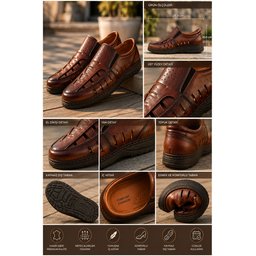 صندل MUGGO ROVERY رجالي يومي مريح بفتحات - توباكو MUGGO ROVERY Men's Casual Comfortable Perforated Sandals - Taba