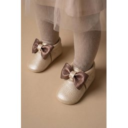 حذاء أطفال جلد طبيعي - Ekru-Rose (مقاسات 17-21) Leather Baby Shoes - Ekru-Rose (Sizes 17-21)