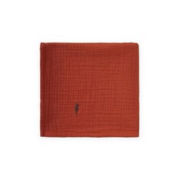 بطانية موسلين مطرزة للأطفال 90x100 سم - لون Rust Embroidered Muslin Baby Blanket 90x100 cm - Rust