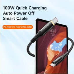 كابل بيانات C إلى C من سلسلة MC Nest، إيقاف تشغيل تلقائي، 100 واط، 1.2 متر، أسود MC Nest Series Auto Power Off 100W C to C Data Cable 1.2m Black