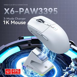 ماوس ألعاب أتاك شارك X6 فائق الخفة مع قاعدة شحن مغناطيسية وإضاءة RGB ATTACK SHARK X6 Tri-Mode Wireless Gaming Mouse with Magnetic Charging Dock