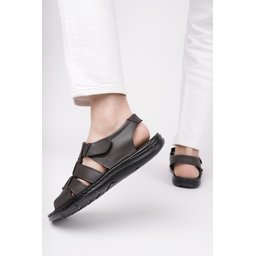 صندل Muggo Charles رجالي جلدي طبي مريح - بني Muggo Charles Men's Genuine Leather Orthopedic Comfort Sandals - Brown