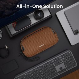 تومتوك - حقيبة ملحقات إلكترونية Light-T12 سعة 1.8 لتر - بني Tomtoc Light-T12 Electronic Accessory Pouch 1.8L Brown Plain
