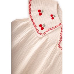 فستان موسلين مطرز للأطفال 2-5 سنوات - لون طبيعي Muslin Embroidered Dress for Girls 2-5 Years - Natural