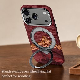 كفر آيفون 18 برو ماكس كيفلار من سيلادا مع ماك سيف ومسند دوّار iPhone 18 Pro Max SULADA Kevlar MagSafe 360° Rotating Case