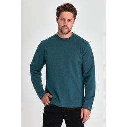 سويت شيرت رجالي بترولي بقبة دائرية وقصة مريحة Men's Petrol Crew Neck Standard Fit Sweatshirt