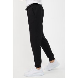 بنطلون رياضي رجالي أسود-فحمي بجيوب، قصة عادية ومريحة Men's Black-Anthracite Sweatpants with Pockets, Standard Fit, Comfortable