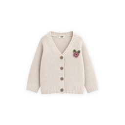 V Yaka Links سترة صوفية للأطفال بنقشة ورد، 2-7 سنوات، لون طبيعي V Yaka Links Floral Cardigan for Kids, 2-7 Years, Natural