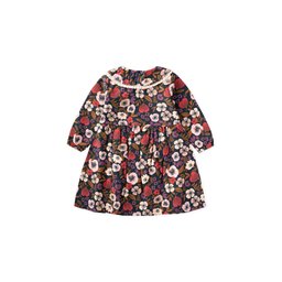 فستان أطفال من الفانيلا بنقوش - رمادي دخاني (2-8 سنوات) Patterned Flannel Dress for Kids 2-8 Years - Smoky Grey
