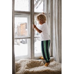 طقم بيجامة أطفال مخطط أوف وايت/كحلي 2-10 سنوات Striped Kids' Pajama Set Off-White/Navy Blue 2-10 Years