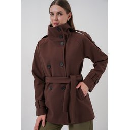 معطف نسائي كاشيه بحزام 9162 - بني Women's Belted Cachet Coat 9162 - Brown