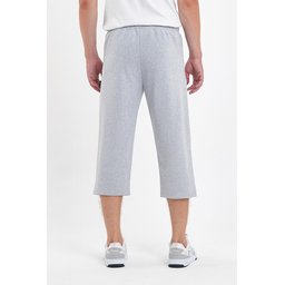 شورت برمودا رجالي رمادي طويل بجيوب وسحاب وخصر مطاطي قابل للتعديل Men's Grey Bermuda Long Shorts with Zipper Pockets and Adjustable Elastic Waist