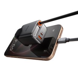 شاحن GaN بشاشة رقمية 40 واط 1C+1A مدمج وكابل USB-C قابل للسحب بطول 65 سم MC 40W 1C+1A Digital Display GaN Charger Built-in 65cm retractable USB-C Cable