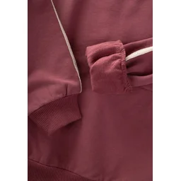 طقم سويت شيرت للأطفال بتفاصيل شريطية - 2-10 سنوات - وردي عتيق Kids' Striped Detail Sweatshirt Set - 2-10 Years - Antique Pink