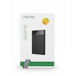 راك هارد خارجي فائق السرعة من ماركة VegGieg نوع SATA 2.5 بمنفذ USB 3.0 السريع والحديث VegGieg V-GM01 Ultra-Advanced USB 3.0 to 2.5-inch SATA Hard Drive Enclosure - High-Speed Portable External Case for 7mm/9.5mm
