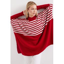 كنزة بونشو فضفاضة 15783 بأكمام مشقوقة - F.Bordo 15783 Slit-Sleeve Oversize Poncho Sweater - F.Bordo