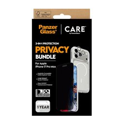 حزمة حماية فاخرة ثلاثية (3-في-1) بفلتر خصوصية للايفون 17 برو ماكس CARE by PanzerGlass® 3-in-1 Flagship Privacy Bundle iPhone 17 Pro Max