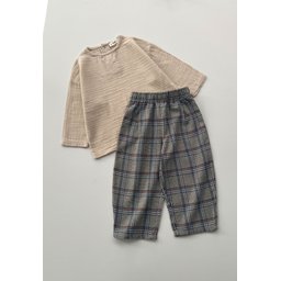 طقم سويت شيرت قطني للأطفال 2-8 سنوات - بيج Muslin Cotton Sweatshirt Set for Kids 2-8 Years - Beige