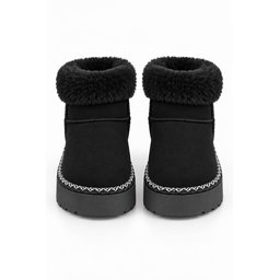 بوت نسائي شتوي يومي Muggo NELİS بفرو داخلي وحول الكاحل - أسود Muggo NELİS Women's Daily Winter Ankle Boots with Inner and Ankle Fur - Black